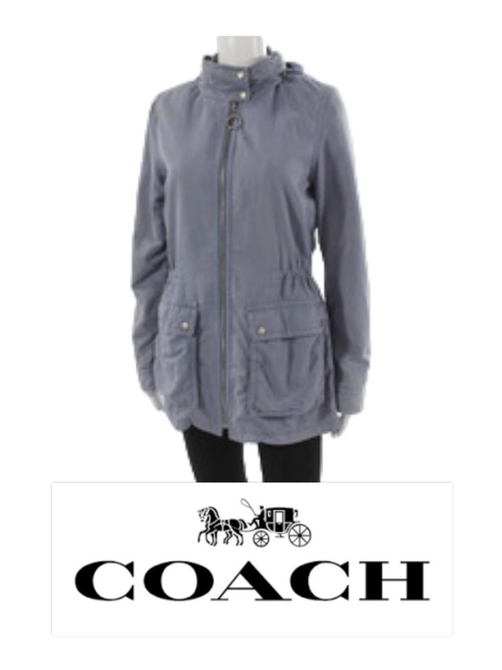 [Coach] Hooded Lightweight Gray Utility Anorak Parka Jacket Coat Women’s S - Picture 2 of 16